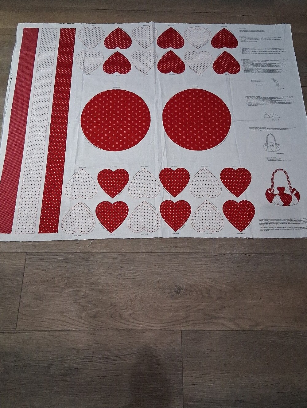 Vintage Cranston HEART BASKET Fabric Panel VIP Screenprint Keepsake Craft 1980's